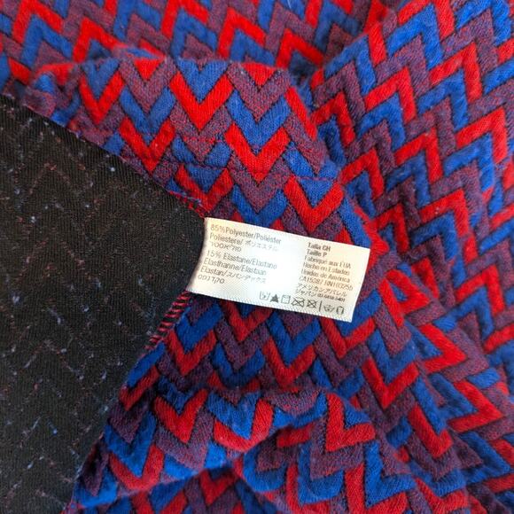 American Apparel Chevron Print Red Blue Bodycon Pencil Midi Skirt Women’s Small - Picture 7 of 8